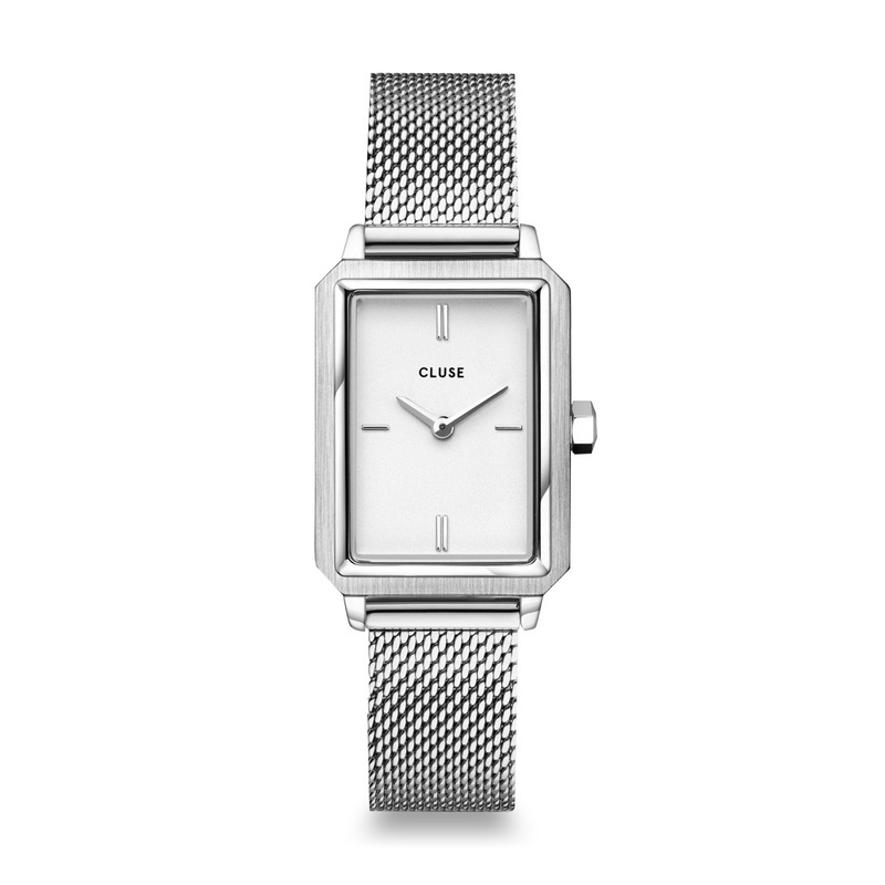 Montre CLUSE pour femme en AcierAcier de forme Rectangulaire, couleur : BLANC, fonctionnalités : 5 ATM - CW11509