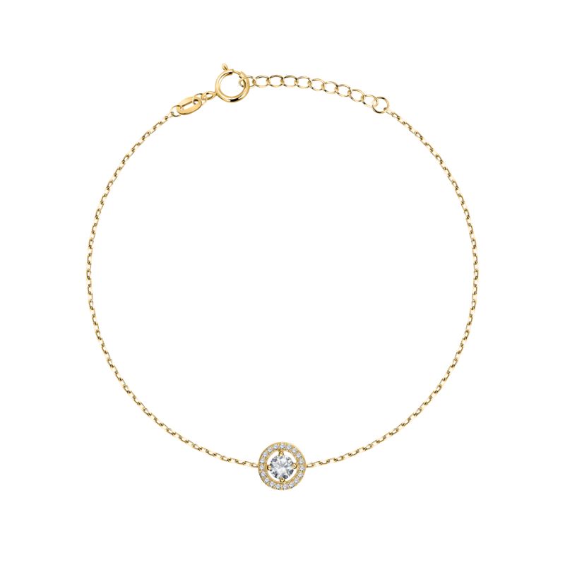 Bracelet CLEOR pour femme en Or 750/1000 serti de zircon - 0.001 g - taille : 17.52CM - Z0155166