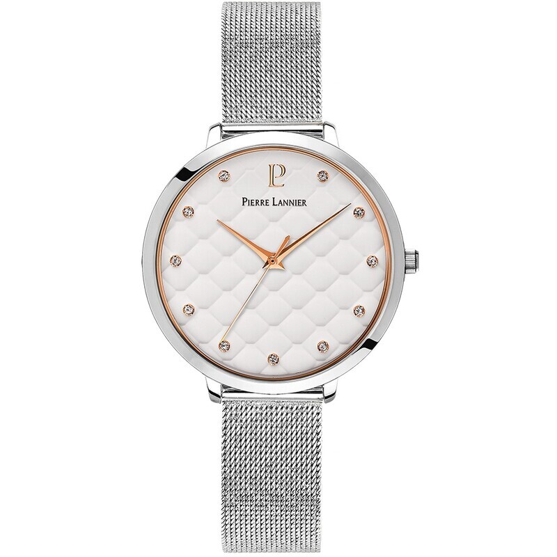 Montre CLEOR pour femme en Acier de forme Rond, couleur : BLANC, fonctionnalités : 3 ATM - 029M701