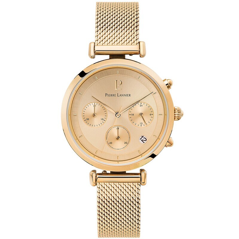 Montre CLEOR pour femme en Acier de forme Rond, couleur : JAUNE, BRILLANT, fonctionnalités : 3 ATM - 083J542