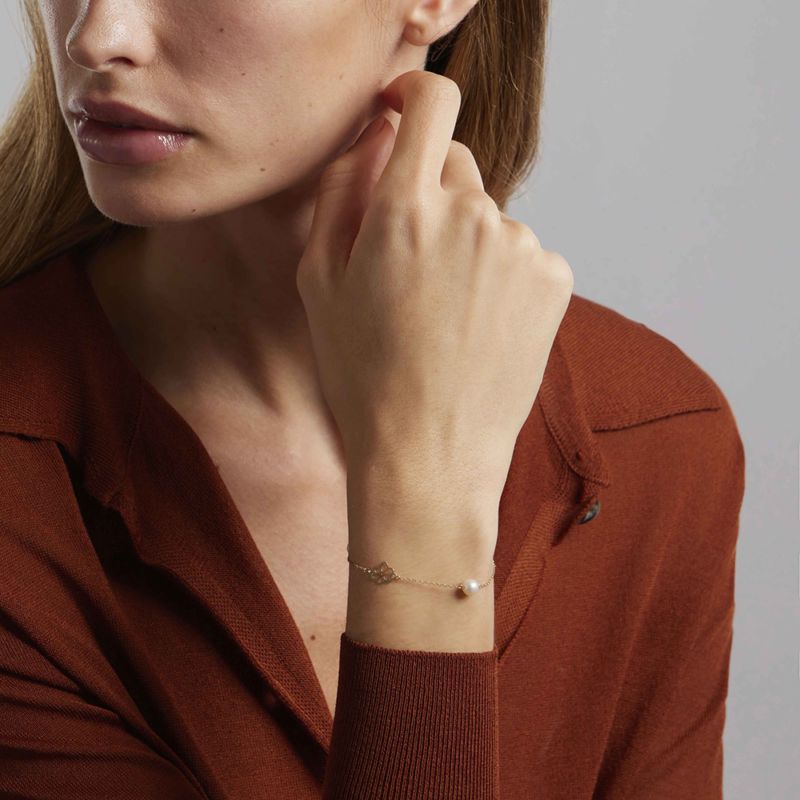 Bracelet CLEOR pour femme en Or 375/1000 serti de perle de culture - 0.001 g - taille : 162CM - Z0045951