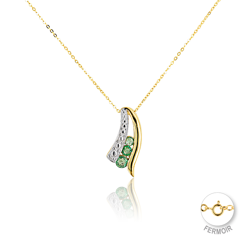 Collier CLEOR pour femme en Or 375/1000 serti de émeraude  - 0.002 g  - Z0003913