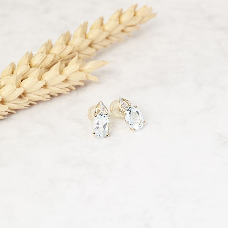 Boucles d'oreilles CLEOR pour femme en Or 375/1000 serti de topaze - 0.001 g - taille : #null# - Z0148968