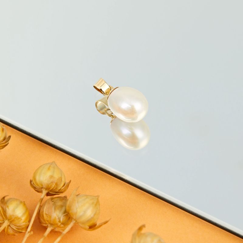 Pendentif CLEOR pour femme en Or 375/1000 serti de perle de culture - taille : 0.7CM - Z0001228