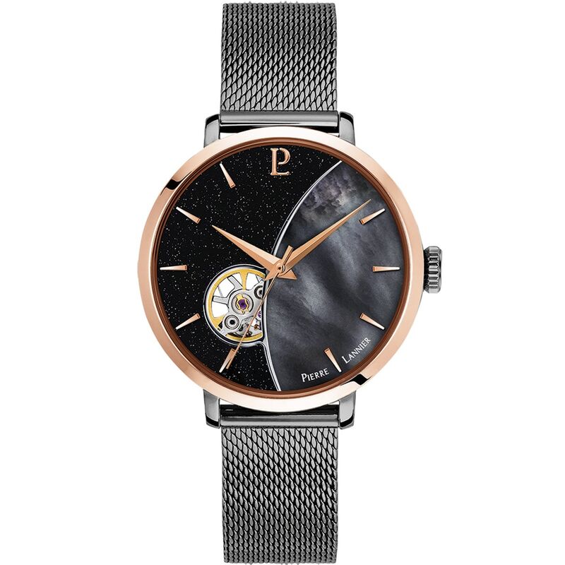Montre CLEOR pour femme en Acier de forme Rond, couleur : NOIR, fonctionnalités : 3 ATM - 302F789