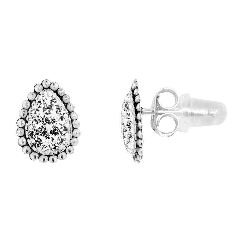 CLEOR Puces  en Argent 925/1000 et Cristal Blanc