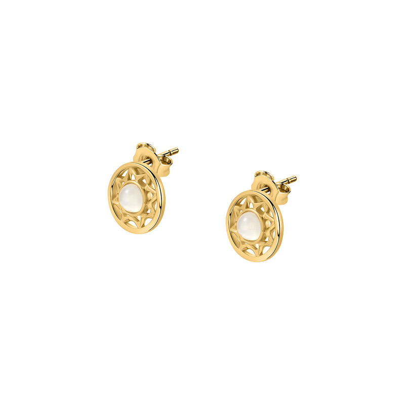 Boucles d'oreilles CLEOR pour femme en Plaqué Or serti de pierre de lune - 0.002 g - taille : #null# - D.7230100001