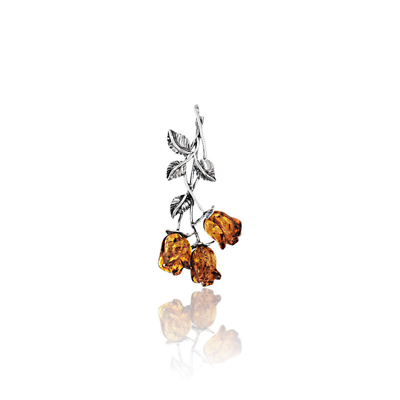 Broche CLEOR pour femme en Argent 925/1000 serti d'ambre  - 0.008 g  - A7090003
