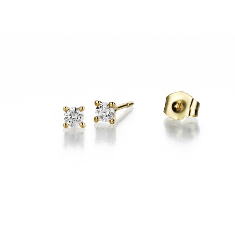 CLEOR Boucles d'oreilles  en Or 375/1000 Jaune et Diamant
