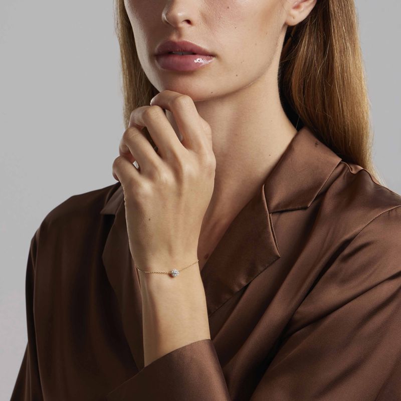 Bracelet CLEOR pour femme en Or 375/1000 serti de cristal - 0.001 g - taille : 18CM - Z0159454