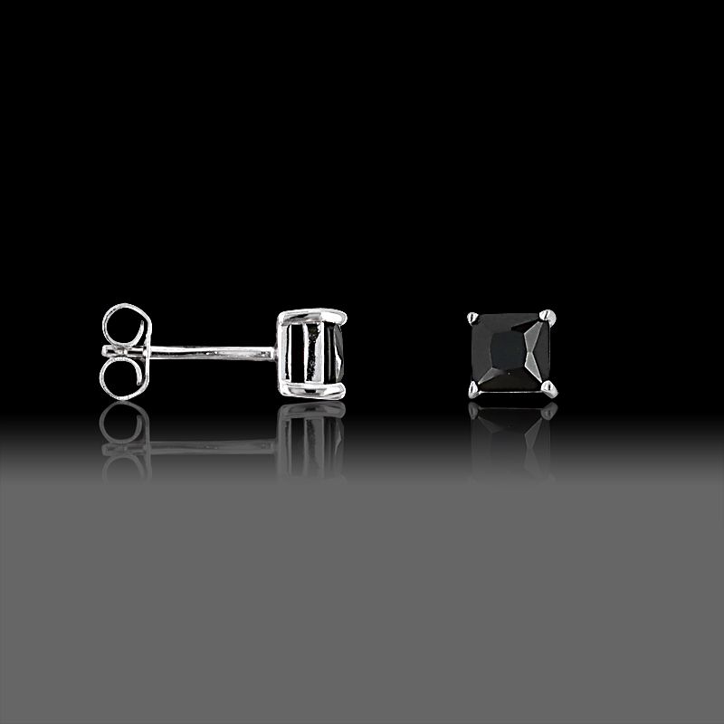 CLEOR Boucles d'oreilles  en Argent 925/1000 et Oxyde Noir