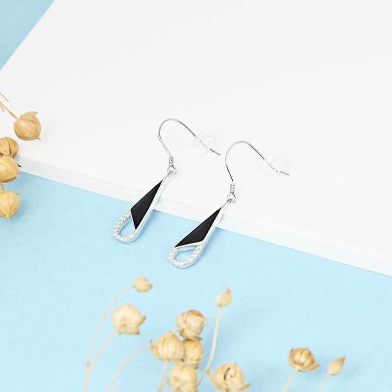 CLEOR Boucles d'oreilles  en Argent 925/1000 et Nacre Noire