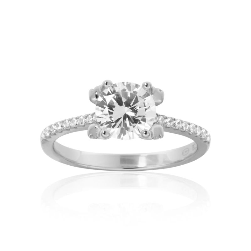 CLEOR Bague en argent 925/1000 et zircon