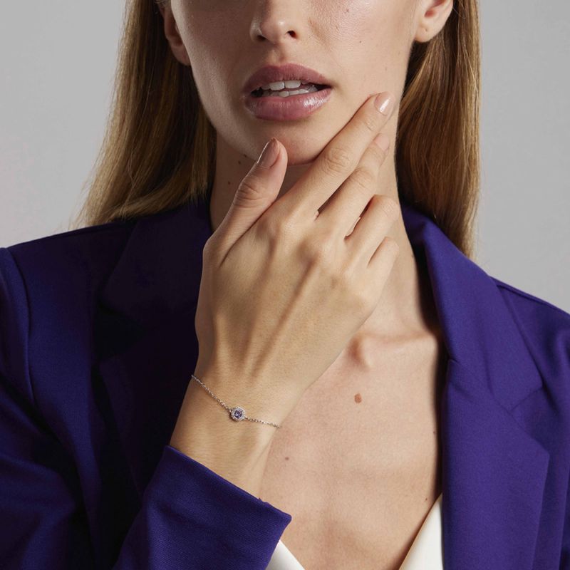 CLEOR Bracelet  en Argent 925/1000 et Oxyde Violet