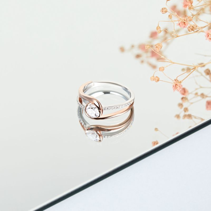 CLEOR Bague en argent 925/1000 et zircon