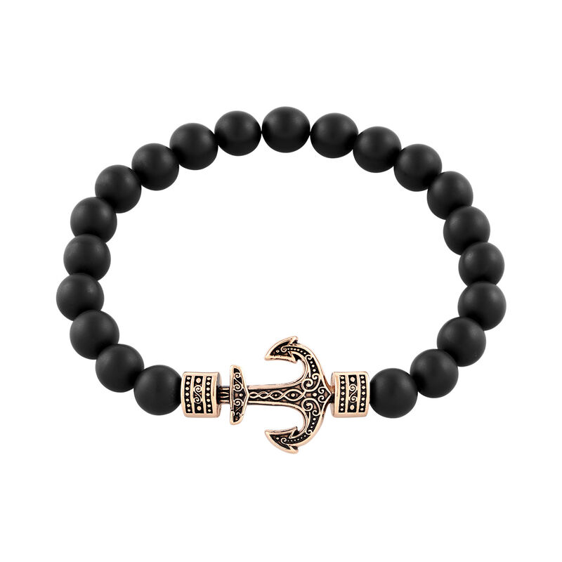 Bracelet CLEOR pour homme en Acier serti d'onyx  - 0.022 g  - taille : 22CM - 60057360