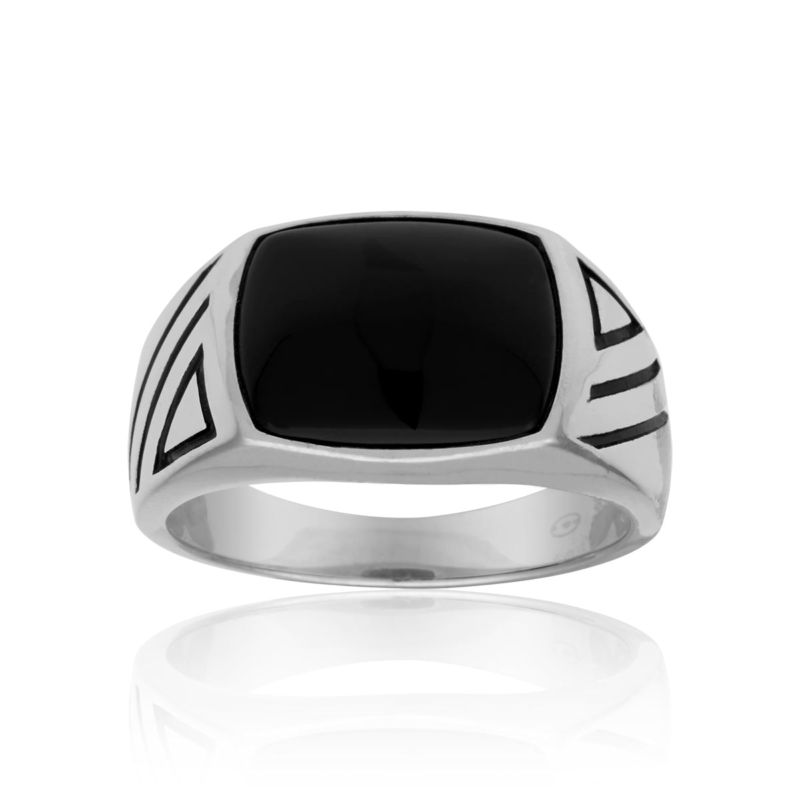 CLEOR Bague en argent 925/1000 et onyx
