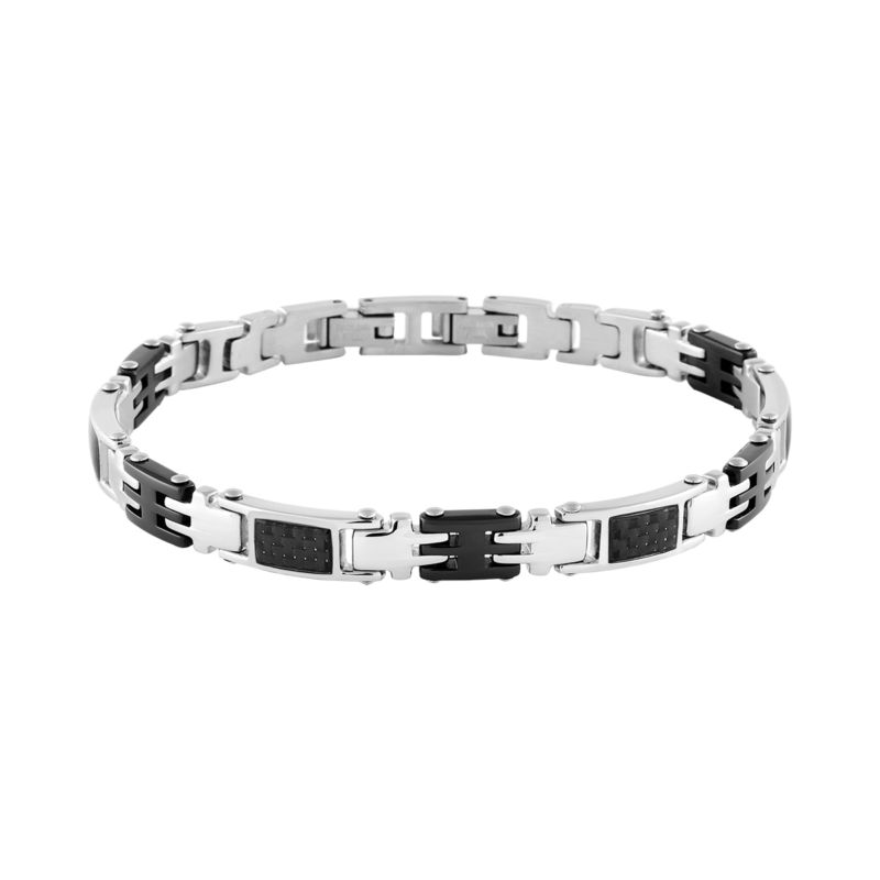 CLEOR Bracelet  en Acier et Fibre de Carbone Noire