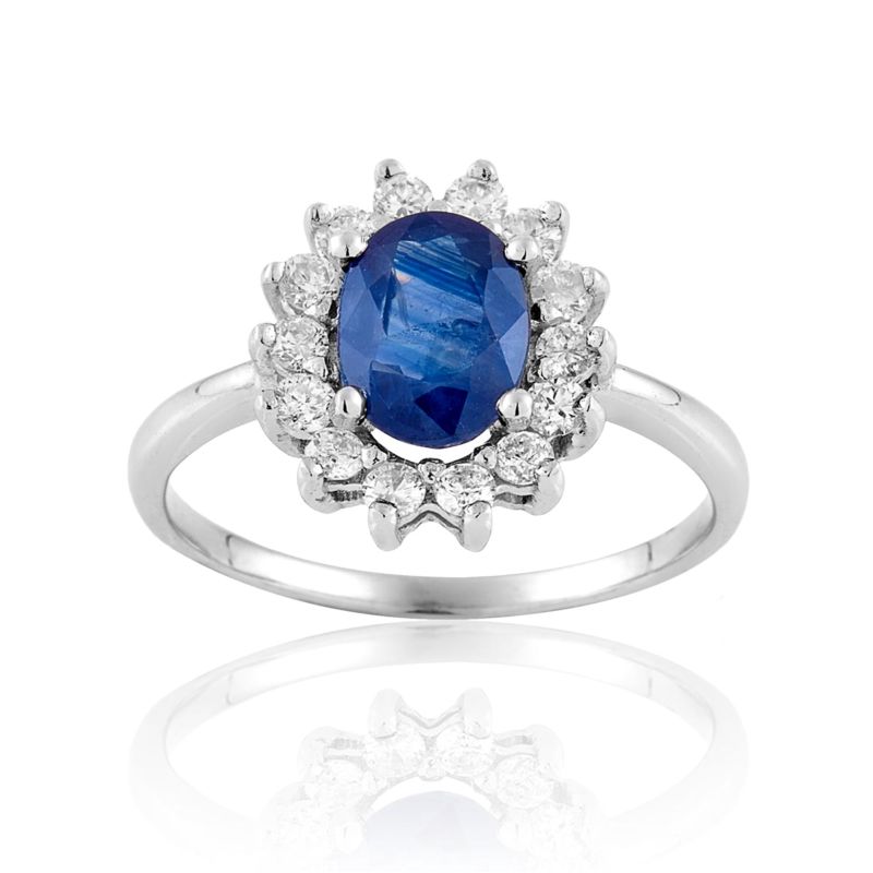 CLEOR Bague en or 750/1000 et saphir