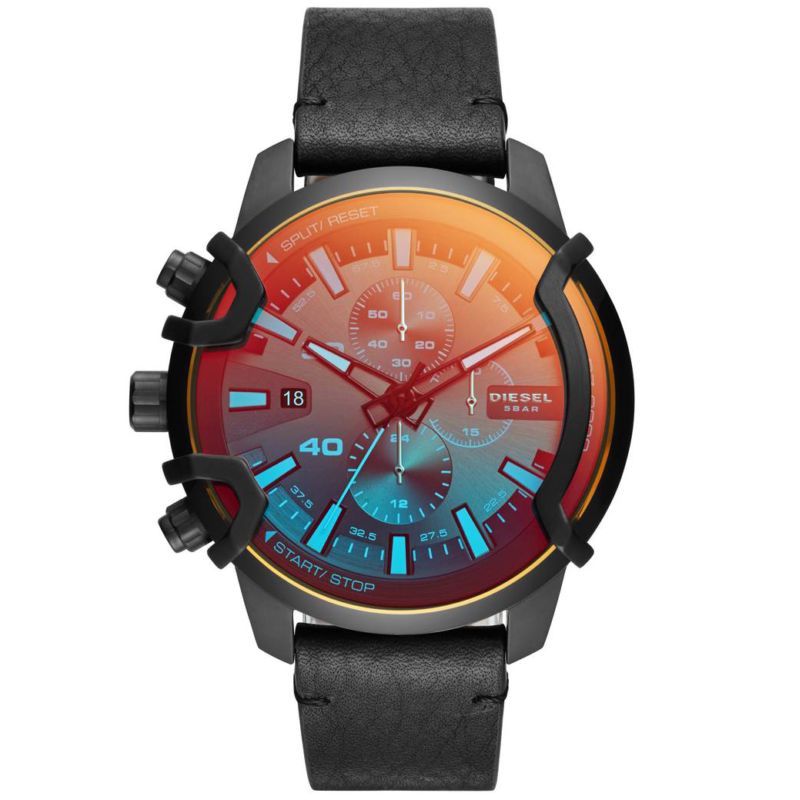 Montre DIESEL pour homme en AcierCuir Véritable en forme de rond de forme Rond, couleur : NOIR, fonctionnalités : 5 ATM - taille : #null# - DZ4519