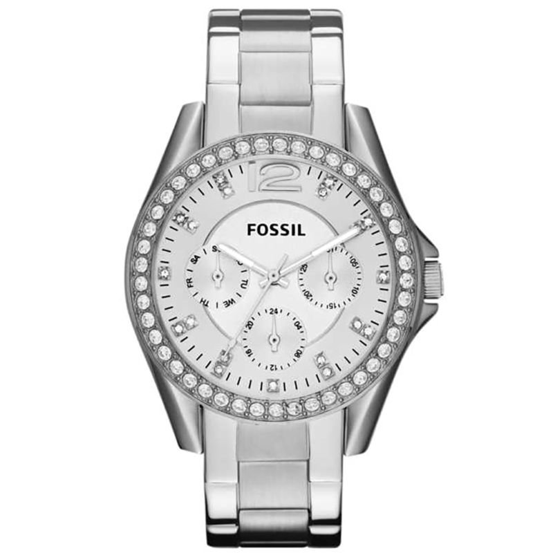 Montre FOSSIL pour femme en AcierAcier serti de cristal  en forme de round de forme Rond, couleur : ARGENT, SUNRAY, fonctionnalités : 10 ATM - ES3202