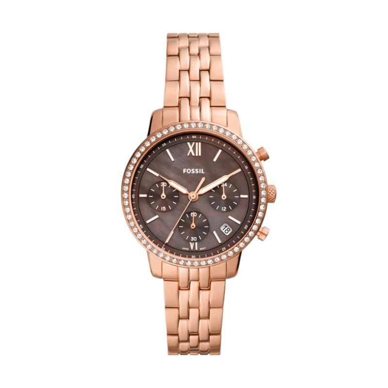 Montre FOSSIL pour femme en AcierAcier en forme de rond de forme Rond, couleur : MARRON, fonctionnalités : 5 ATM - taille : #null# - ES5218
