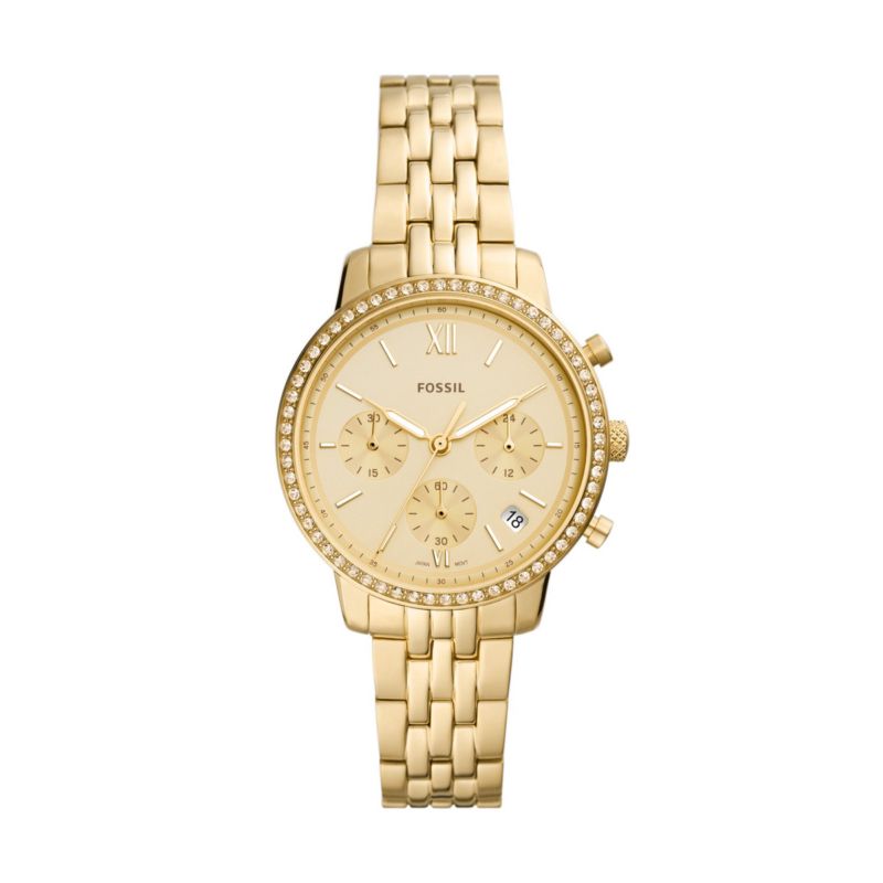 Montre FOSSIL pour femme en AcierAcier en forme de rond de forme Rond, couleur : OR, fonctionnalités : 5 ATM - ES5219
