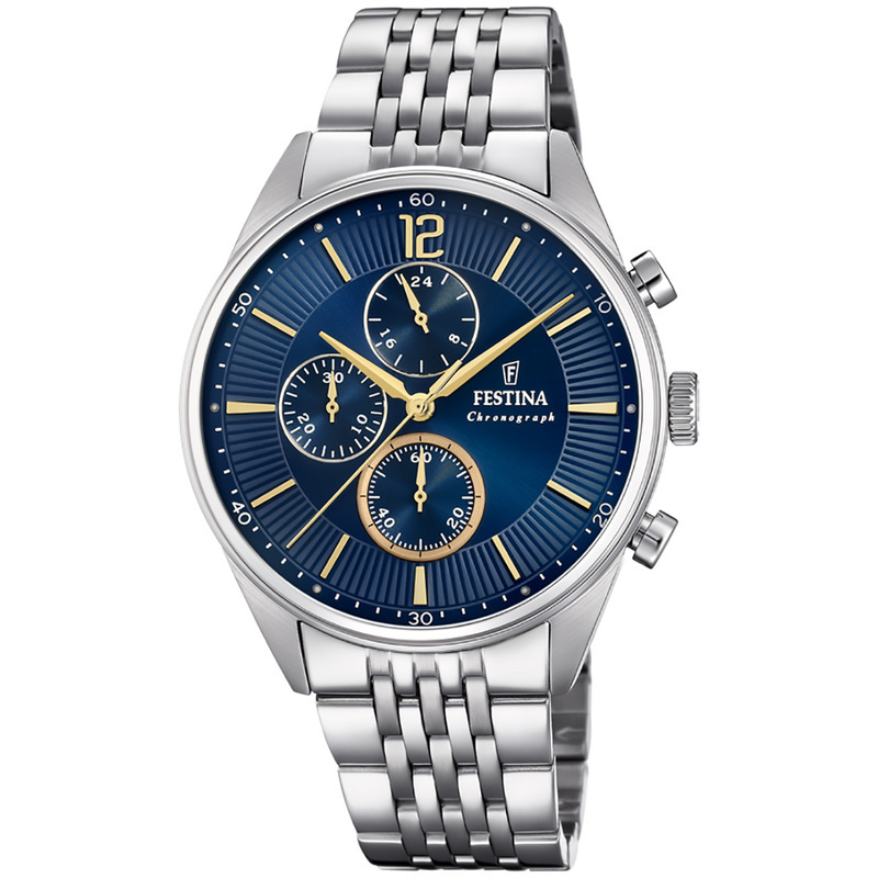 Montre FESTINA pour homme en AcierAcier de forme Rond, couleur : BLEU, fonctionnalités : 5 ATM - F20285/3