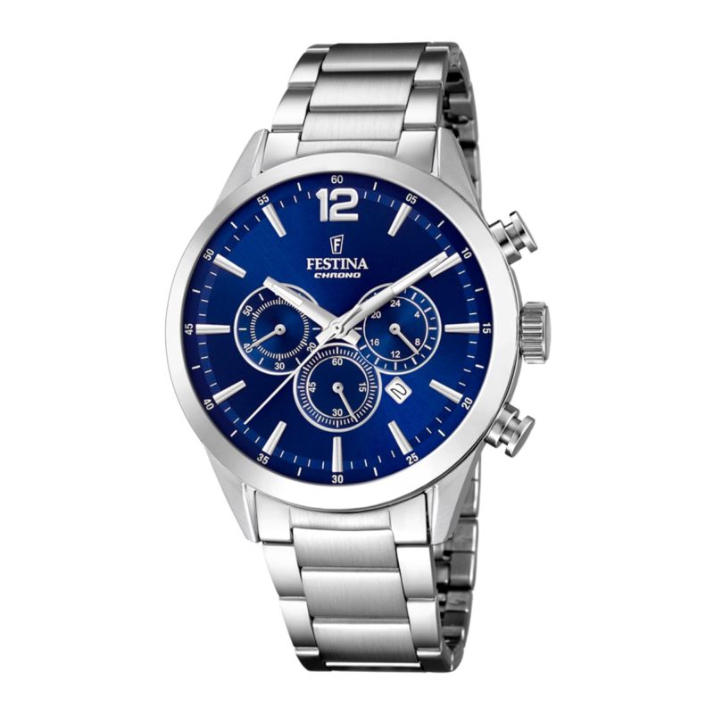 Montre FESTINA pour homme en AcierAcier de forme Rond, couleur : BLEU, fonctionnalités : 5 ATM - F20343/7