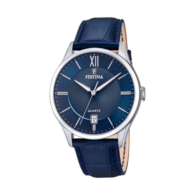 Montre FESTINA pour homme en AcierAcier en forme de rond de forme Rond, couleur : BLEU, fonctionnalités : 5 ATM - taille : #null# - F20426/2