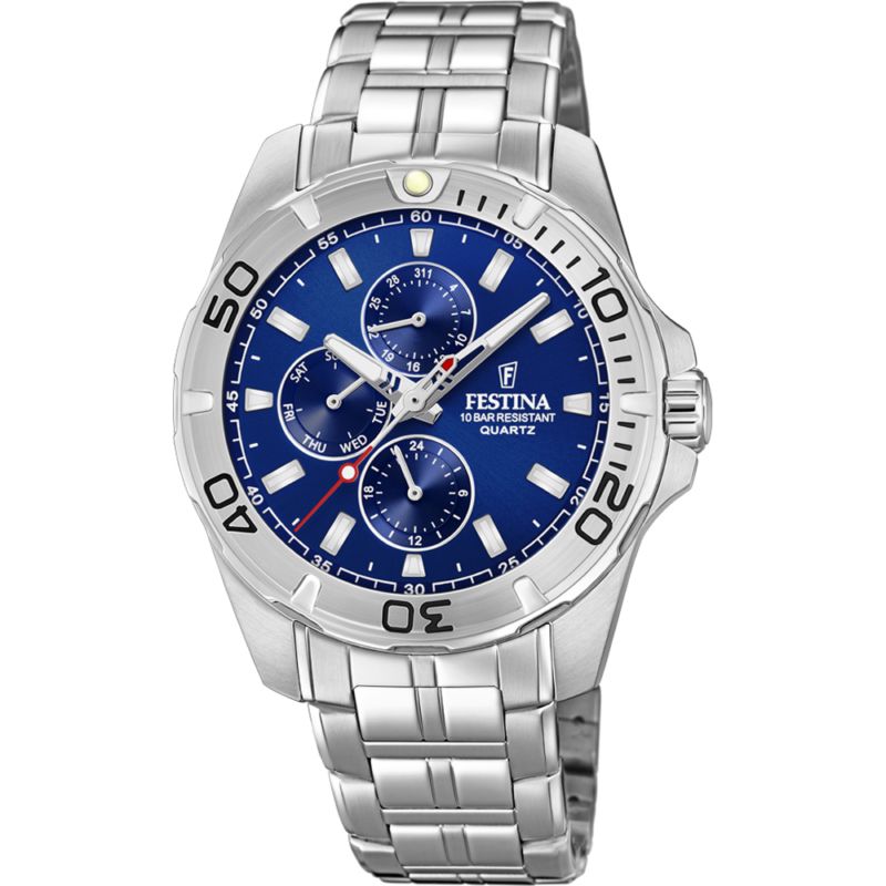 Montre FESTINA pour homme en AcierAcier de forme Rond, couleur : ARGENT, fonctionnalités : 10 ATM - taille : #null# - F20445/2