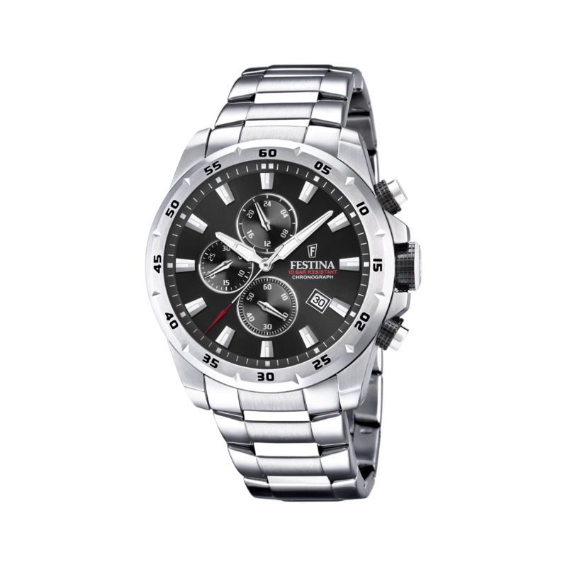 Montre FESTINA pour homme en Acier de forme Rond, couleur : NOIR, fonctionnalités : 10 ATM - F20463/4