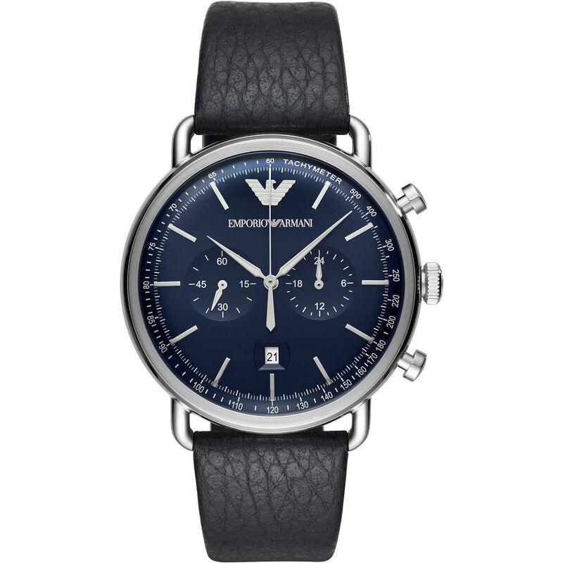 Montre EMPORIO ARMANI pour homme en AcierCuir Véritable en forme de rond, fonctionnalités : 5 ATM - AR11105