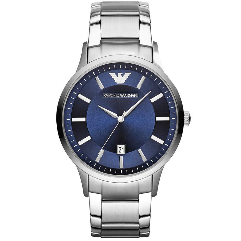 Montre EMPORIO ARMANI pour homme en AcierAcier en forme de rond de forme Rond, couleur : BLEU, fonctionnalités : 5 ATM - AR11180