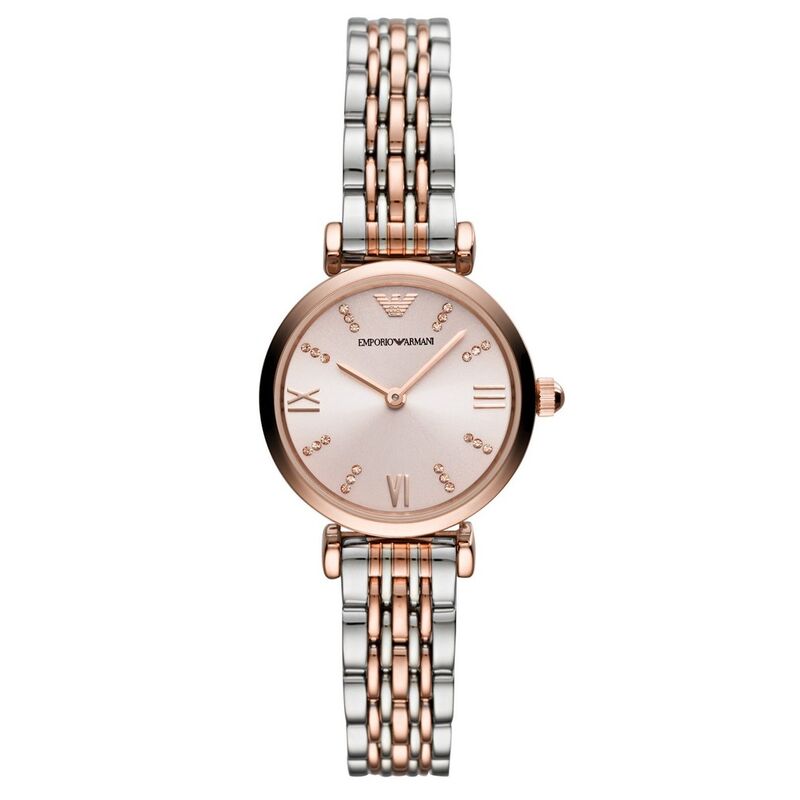 Montre EMPORIO ARMANI pour femme en AcierAcier en forme de rond de forme Rond, couleur : ROSE, fonctionnalités : 3 ATM - AR11223