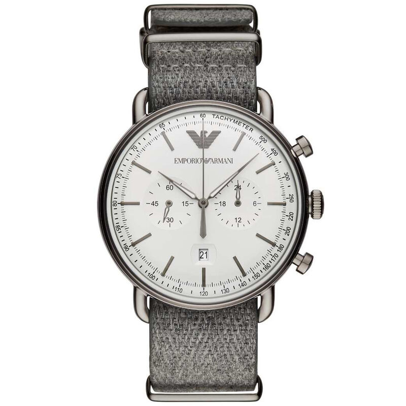 Montre EMPORIO ARMANI pour homme en Tissu en forme de rond, fonctionnalités : 5 ATM - AR11240