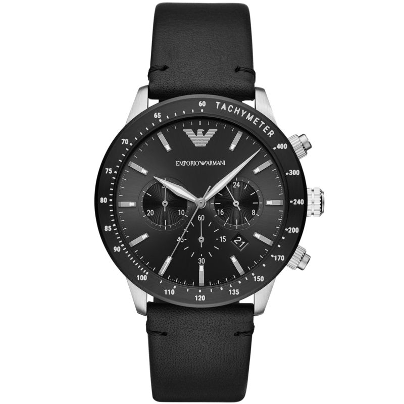 Montre EMPORIO ARMANI pour homme en AcierCuir Véritable en forme de rond de forme Rond, couleur : NOIR, fonctionnalités : 3 ATM - taille : #null# - AR