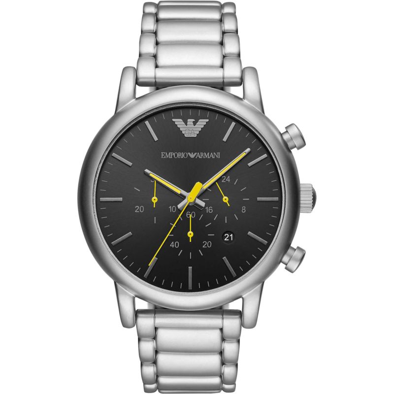 Montre EMPORIO ARMANI pour homme en Acier en forme de rond de forme Rond, couleur : NOIR, fonctionnalités : 5 ATM - taille : #null# - AR11324