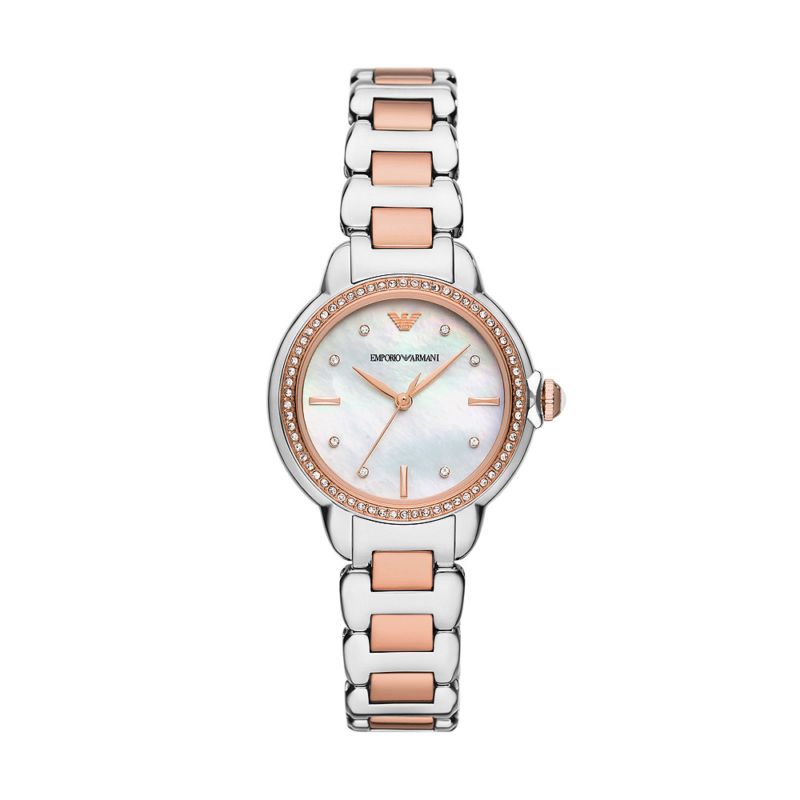 Montre EMPORIO ARMANI pour femme en AcierAcier en forme de rond de forme Rond, couleur : BLANC, fonctionnalités : 5 ATM - taille : #null# - AR11569