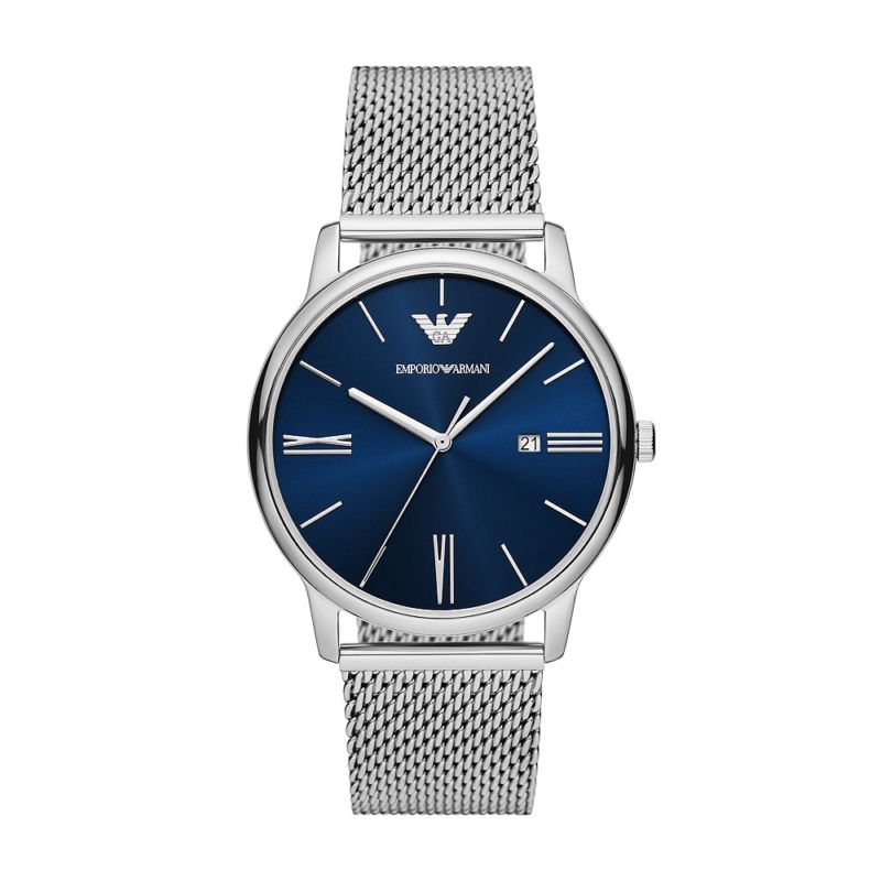 Montre EMPORIO ARMANI pour homme en AcierAcier en forme de rond de forme Rond, couleur : BLEU, fonctionnalités : 5 ATM - taille : #null# - AR11571