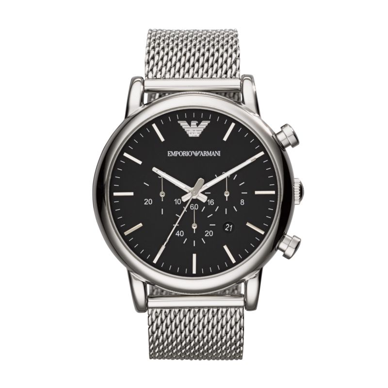 Montre EMPORIO ARMANI pour homme en AcierAcier en forme de round de forme Rond, couleur : NOIR, BRILLANT, fonctionnalités : 5 ATM - taille : #null# -