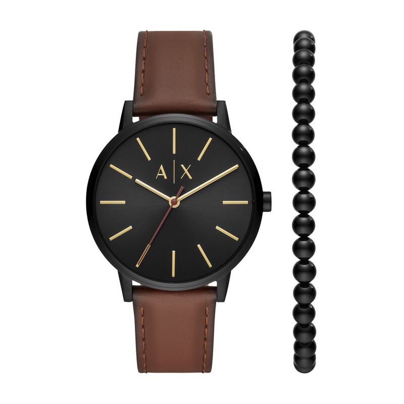 Montre ARMANI EXCHANGE pour homme en AcierCuir Véritable en forme de rond, fonctionnalités : 5 ATM - AX7115