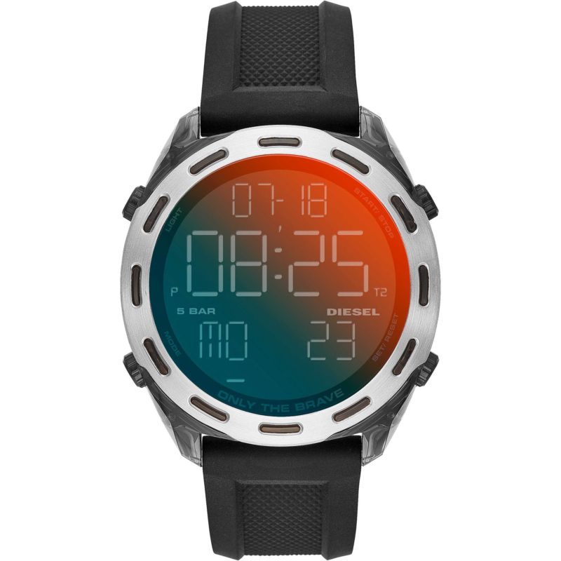 Montre DIESEL pour homme en Silicone en forme de rond de forme Rond, couleur : NOIR, fonctionnalités : 5 ATM - taille : #null# - DZ1893