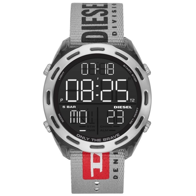 Montre DIESEL pour homme en Tissu en forme de rond de forme Rond, couleur : NOIR, fonctionnalités : 5 ATM - DZ1894
