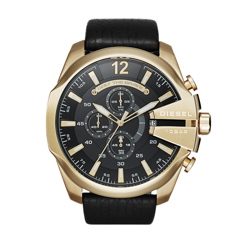 Montre DIESEL pour homme en AcierCuir Véritable en forme de round de forme Rond, couleur : NOIR, GUILLOCHÉ, fonctionnalités : 10 ATM - DZ4344