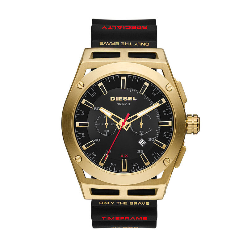 Montre DIESEL pour homme en AcierSilicone en forme de rond de forme Rond, couleur : NOIR, fonctionnalités : 10 ATM - DZ4546