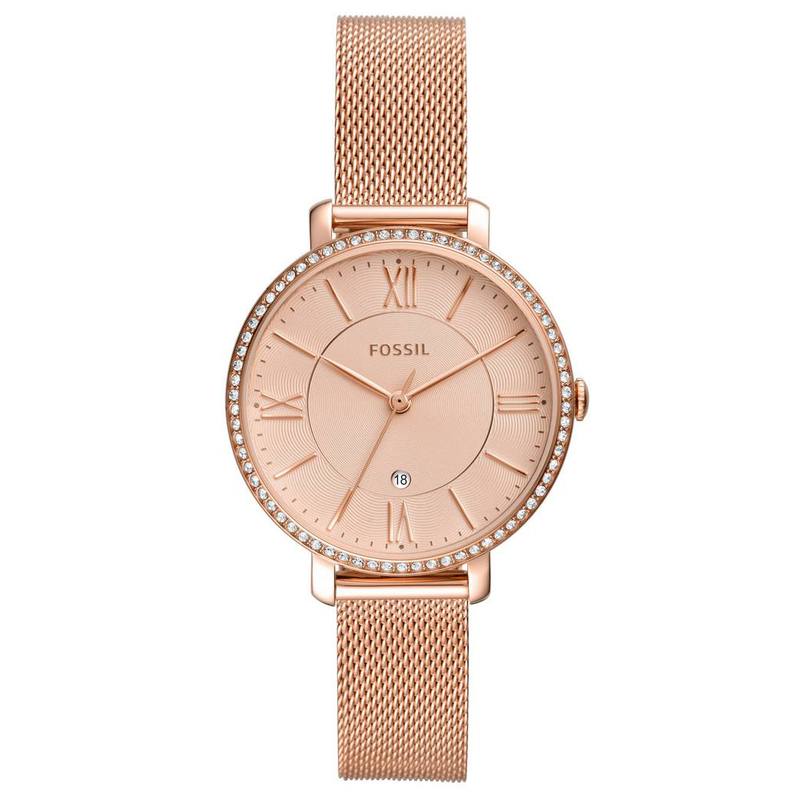 Montre FOSSIL pour femme en AcierAcier en forme de rond de forme Rond, couleur : OR ROSE, SUNRAY, fonctionnalités : 3 ATM - ES4628