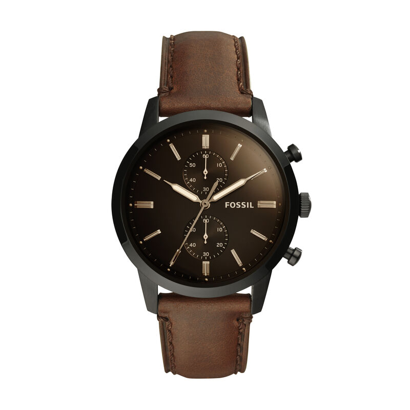 Montre FOSSIL pour homme en AcierCuir Véritable en forme de rond de forme Rond, couleur : MARRON, SUNRAY, fonctionnalités : 5 ATM - FS5437
