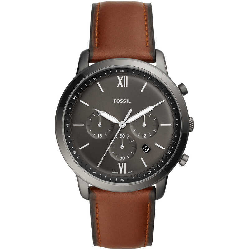 Montre FOSSIL pour homme en AcierCuir Véritable en forme de rond de forme Rond, couleur : GRIS, fonctionnalités : 5 ATM - taille : #null# - FS5512