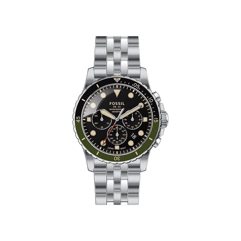 Montre FOSSIL pour homme en AcierAcier en forme de rond de forme Rond, couleur : NOIR, fonctionnalités : 10 ATM - FS5864